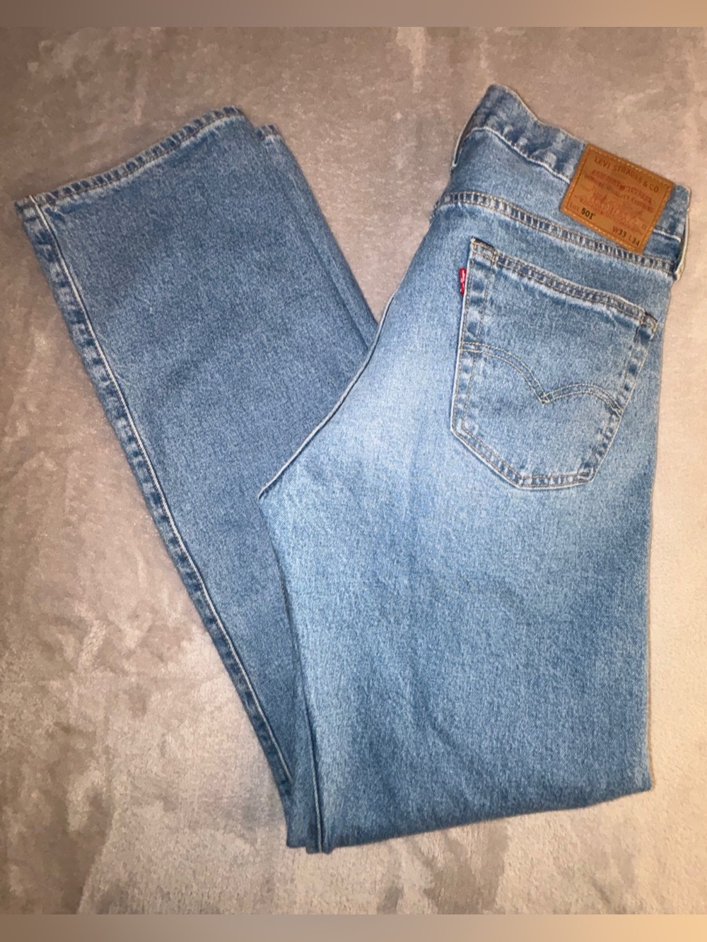 Levi's Button fly 501 Light Blue Straight-Leg Jeans ~ 33/34 Western, Casual